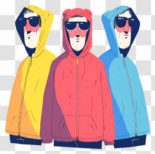 Men In Hoodies - Colorful Hoodies With Sunglasses Transparent PNG