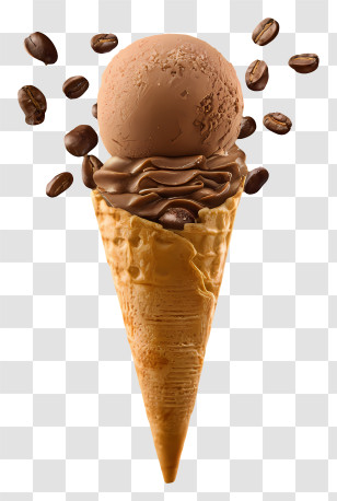 Icecream Scoop - Chocolate Ice Cream With Coffee Beans Transparent PNG