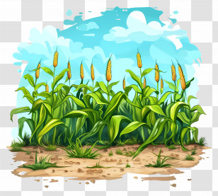 Corn Field - Cornfield With Blue Sky Backdrop Transparent PNG