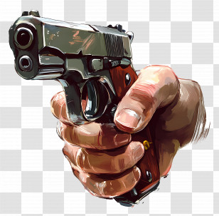 Hand Holding Gun - Hand Holding Gun In Realistic Art Style Transparent PNG
