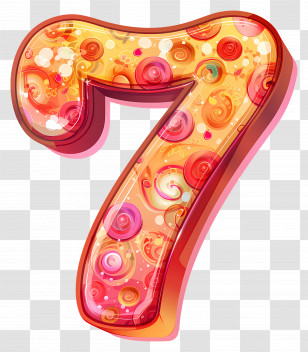 Number 7 - Colorful Number 7 With Patterns Transparent PNG