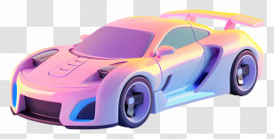Cartoon - Stylish Sports Car In Gradient Colors Transparent PNG