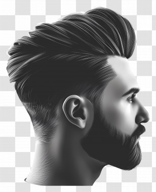 Short Mid Fade Haircut - Man With Stylish Hair And Beard Illustration Transparent PNG