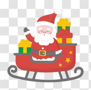 Santa Claus - Santa Claus In Sleigh With Presents Transparent PNG