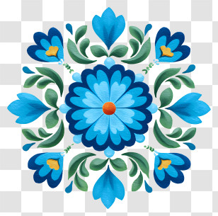 Indian Ornament - Blue Floral Pattern Transparent PNG