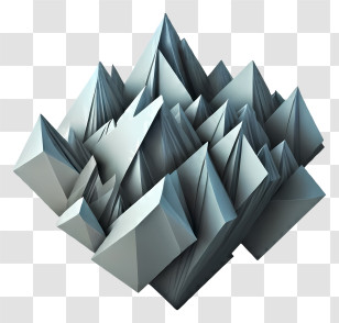 Abstract Mountain Scene - 3D Geometric Shapes Illustration Transparent PNG