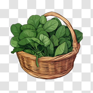 Spinach - Organic Basket Full Of Fresh Spinach Leaves Transparent PNG