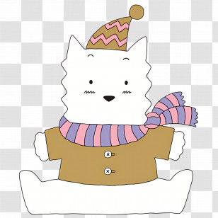 Toby Trix - Winter Cat With Scarf Illustration Transparent PNG