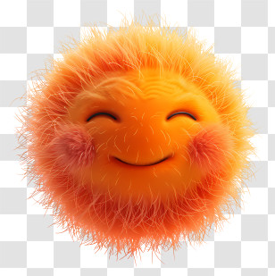 3d Cartoon Fuzzy - Fluffy Smiling Sun Illustration Transparent PNG
