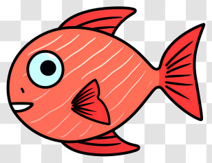 Cartoon Fish - Adorable Red Cartoon Fish Illustration Transparent PNG