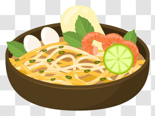 Thai Food - Bowl Of Noodle Soup With Shrimp And Lime Transparent PNG
