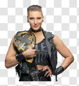 Rhea Ripley - Champion Woman With Belt Transparent PNG
