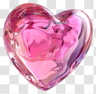 Pink Heart - Shiny Transparent Pink Glass Heart Transparent PNG