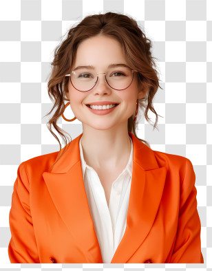 Successful Business Woman - Smiling Woman In Orange Blazer Transparent PNG