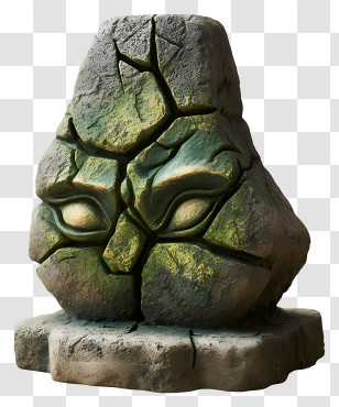 Garden Ornament - Stone Face Sculpture Transparent PNG