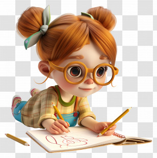 Little Girl Drawing - Cute Girl Drawing With Pencils Transparent PNG