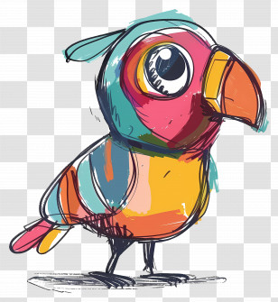 Cartoon Bird - Colorful Cartoon Bird Transparent PNG