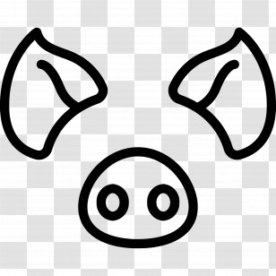 Pig Nose - Outline Pig Face Transparent PNG