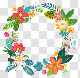 Summer Wreath - Colorful Flower Wreath Illustration Transparent PNG