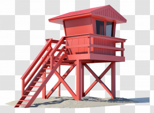 Lifeguard Stand - Red Lifeguard Tower At The Beach Transparent PNG