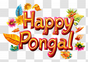 Happy Pongal - Colorful Happy Pongal Design Transparent PNG