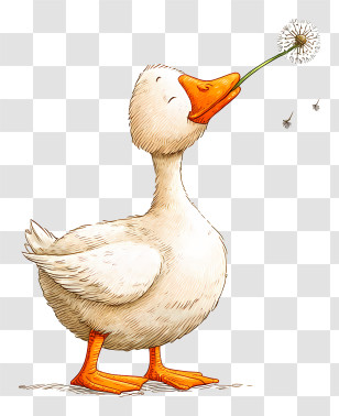 Cute Goose Blowing Dandelion - Duck With Dandelion Transparent PNG