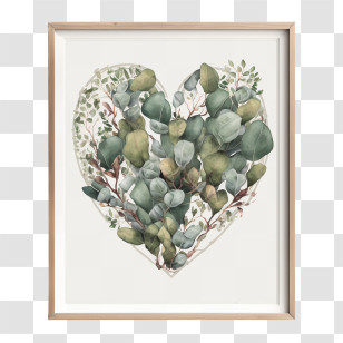 Eucalyptus Heart
 - Heart-shaped Foliage Art In Frame Transparent PNG