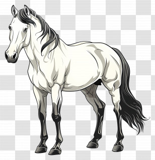 Cartoon Horse - Elegant White Horse Illustration Transparent PNG