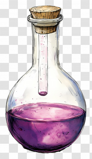 Laboratory Flask - Potion Bottle With Purple Liquid Transparent PNG
