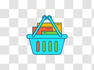 Icon - Colorful Shopping Basket With Goods Transparent PNG