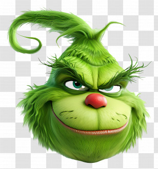 Cartoon Grinch - Green Cartoon Character Face Design Transparent PNG