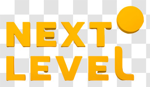 Next Level Logo - Bold Yellow NEXT LEVEL Typography Transparent PNG