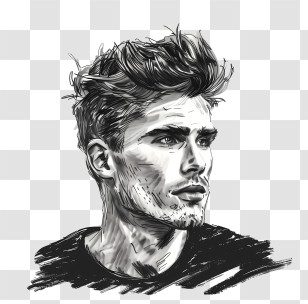 Man Hair - Sketch Of A Man Transparent PNG