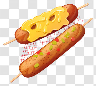 Hot Dogs - Cheese-Covered Corn Dogs Illustration Transparent PNG