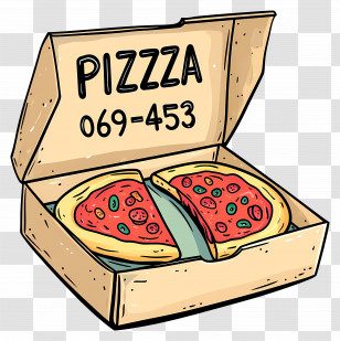 Pizza Box - Pizza Box With Slices Transparent PNG