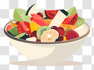 Fruits Salad - Fresh And Colorful Fruit Salad Bowl Transparent PNG