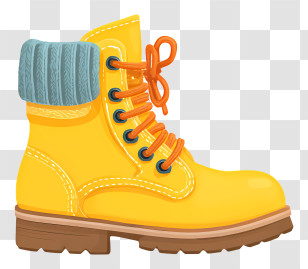 Winter Shoes - Yellow Boot With Laces Transparent PNG