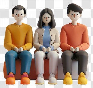 People Sitting - Clay Figurines Sitting Together Transparent PNG