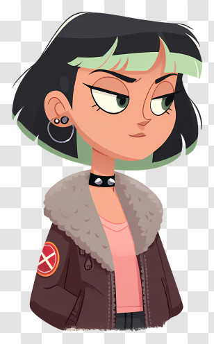 Courtney - Edgy Punk Girl Portrait Transparent PNG