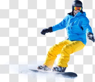 Sports - Snowboarder In Blue And Yellow Gear Transparent PNG