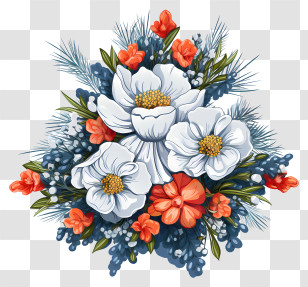 Bouquet - Beautiful White And Orange Flowers Bouquet Transparent PNG