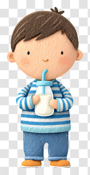 Baby Boy Drinking Milk - Boy With Milk In Striped Shirt Transparent PNG