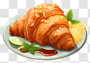 Croissant - Croissant With Garnishes And Condiments Transparent PNG