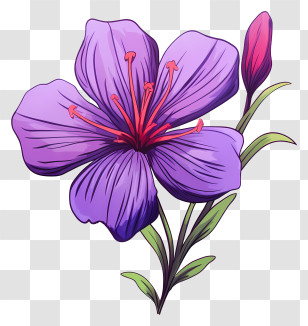 Purple Flower - Artistic Illustration Of Purple Flower Transparent PNG