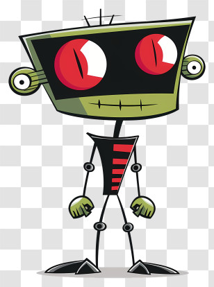 Invader Zim - Robot With Red Eyes In Comic Style Transparent PNG