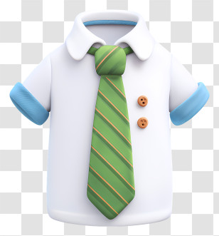 White Shirt With Tie - White Shirt With Green Tie Illustration Transparent PNG