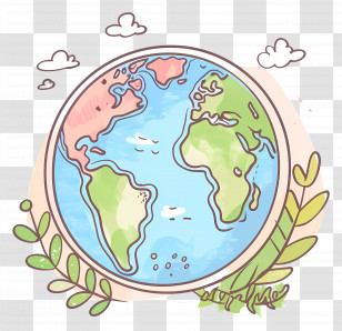 Doodle Earth - Charming Hand-Drawn Earth Illustration Transparent PNG