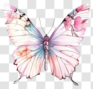 Butterfly - Delicate Pastel Butterfly Illustration Transparent PNG