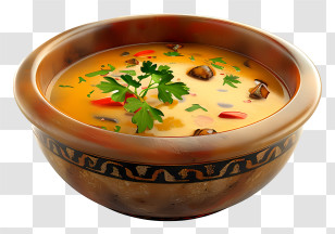 Sambar Dish - A Delicious Bowl Of Soup Garnished With Parsley Transparent PNG