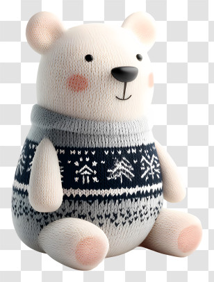 Cute Teddy Bear - White Bear In Sweater Transparent PNG